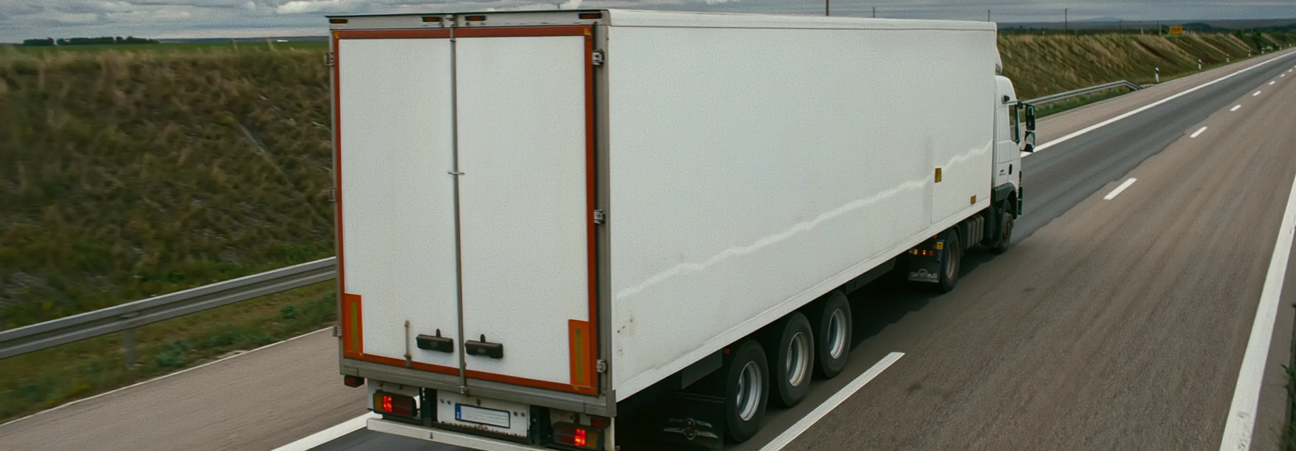 A goods vehicle in motion on a motorway
